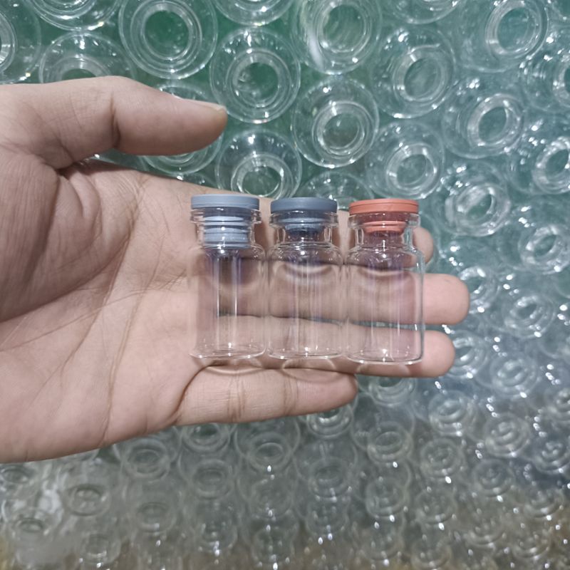 Botol kaca 6ml Vial Tutup Karet