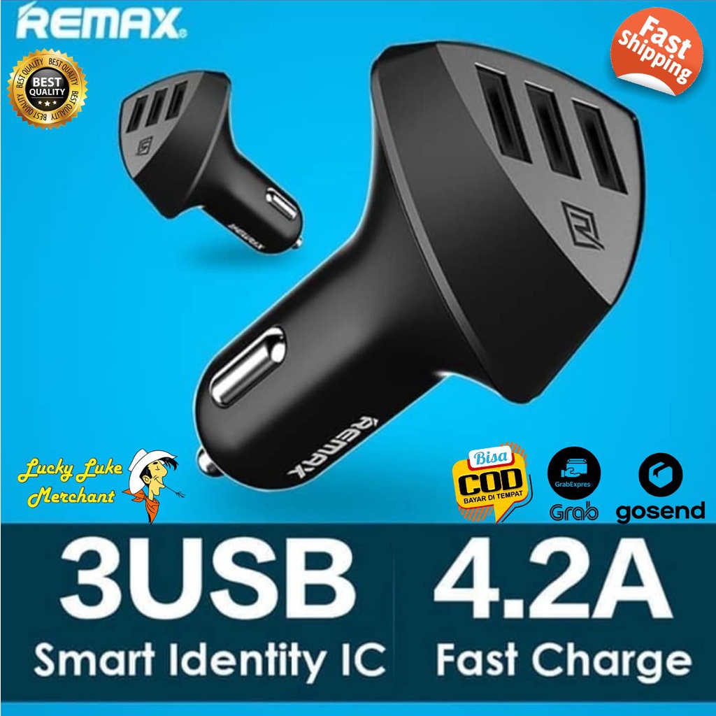 Charger Mobil 3 Port Alat Casan HP Remax Alien Smartphone Car Charger
