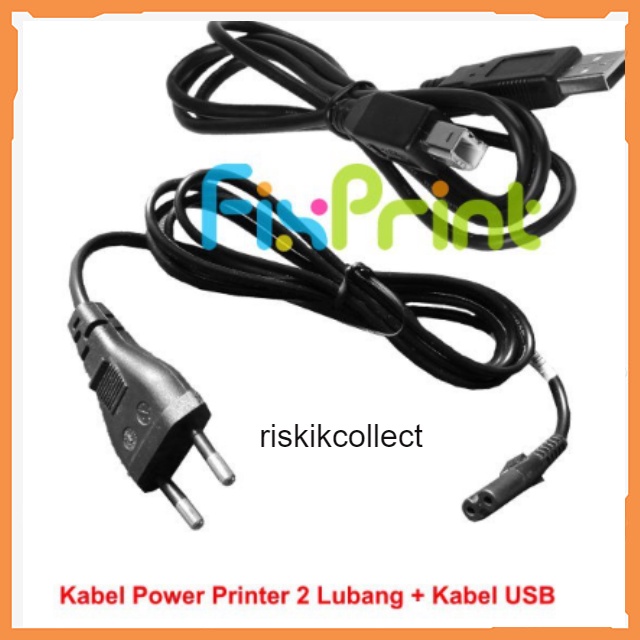 Ready Kabel Power Printer Canon HP Epson 2 Lubang & Kabel USB Computer L120 L310 L360 L210 L220 L350