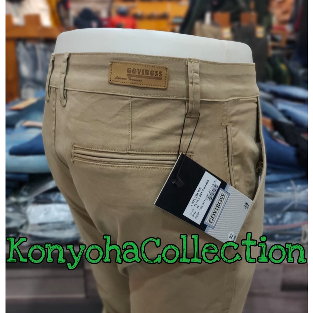 Celana Chino Pria Panjang Slimfit / Celana Chinos Original Govi Boss / Bulberry Import 28-38 Slimfit