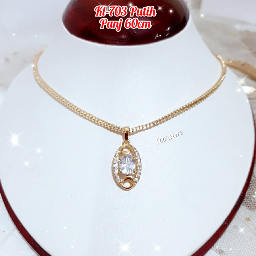TERBARU KALUNG PERMATA ZICRON WARNA/60CM/ANTI ALERGI