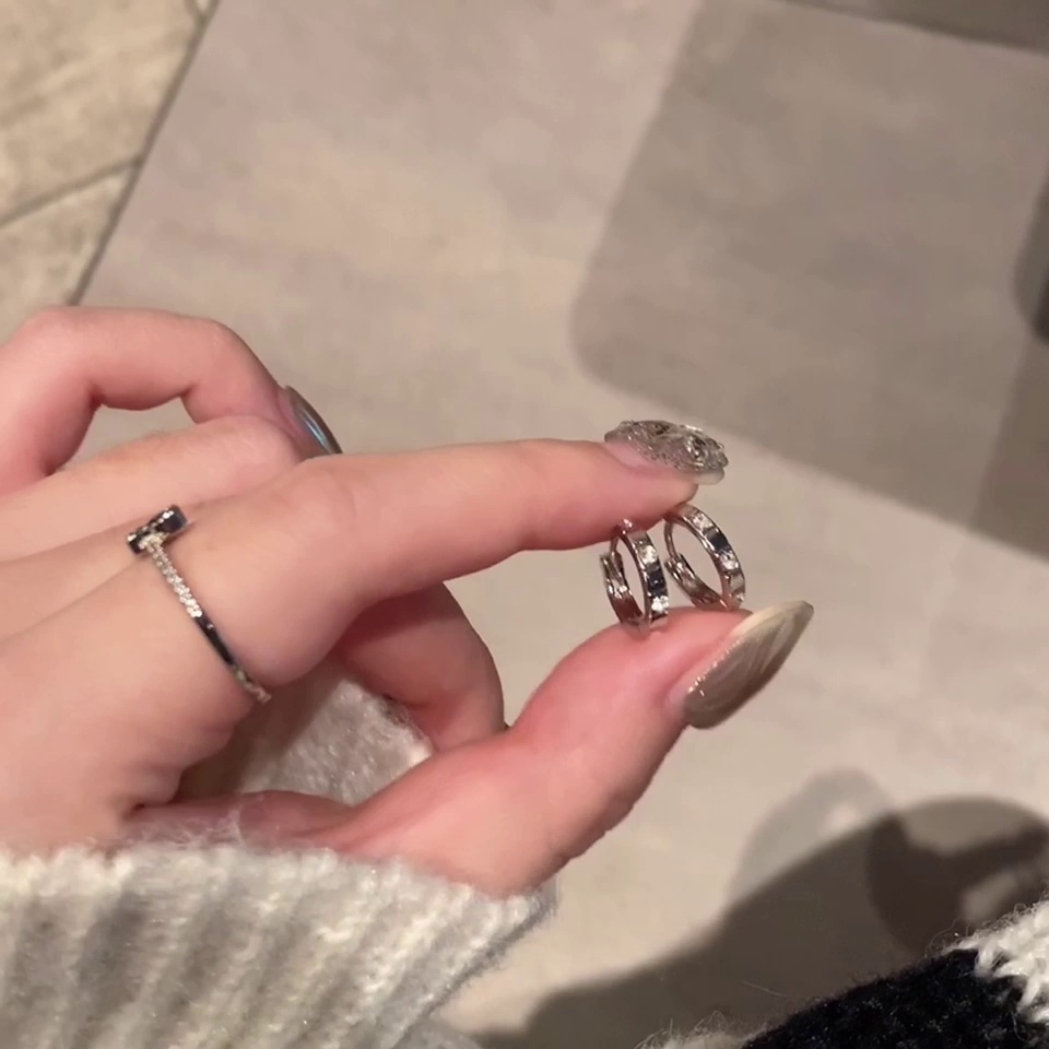 Fashion Hoop Earring Perak Anting Kristal Untuk Wanita Perhiasan Aksesoris Sederhana