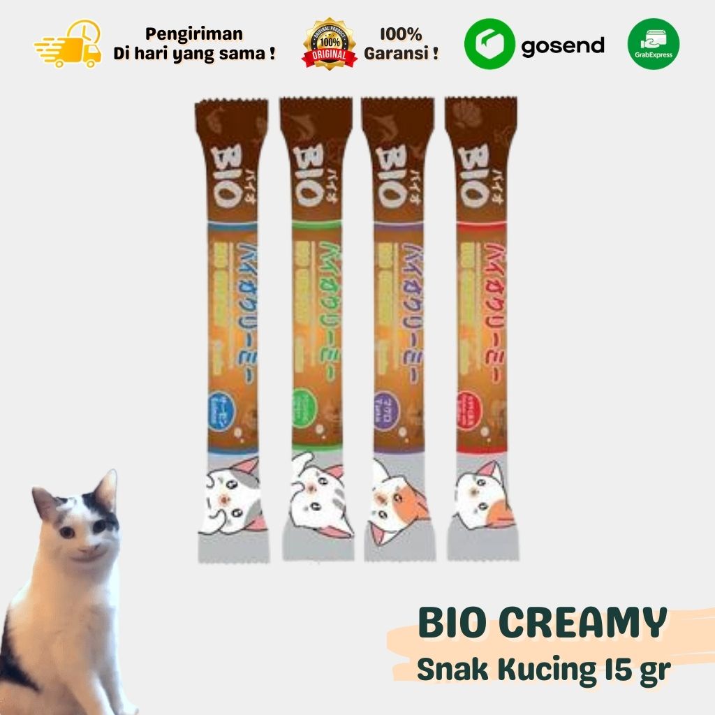 Snack Kucing Bio Creamy Pouch isi 4 pcs Liquid Chicken Scallop