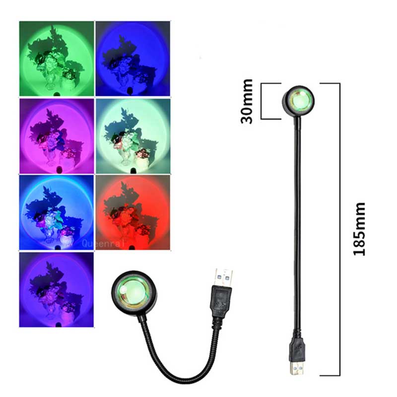 Hiasan Dinding Lampu Neon Romantis Dekorasi Rumah Fotografi LED USB Sunset Lampu Proyektor Portable Mood Light 14mode Cahaya Malam Fotografi Latar Belakang Untuk Kamar Tidur Ruang Tamu Ti