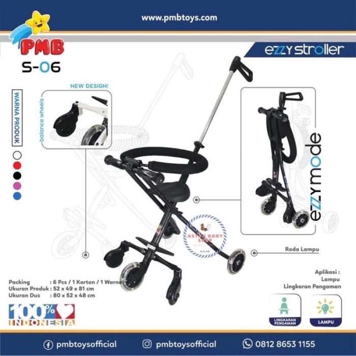 Jual Stroller PMB EZZY S06 5 roda Mini Trike Stroller Anak Diskon