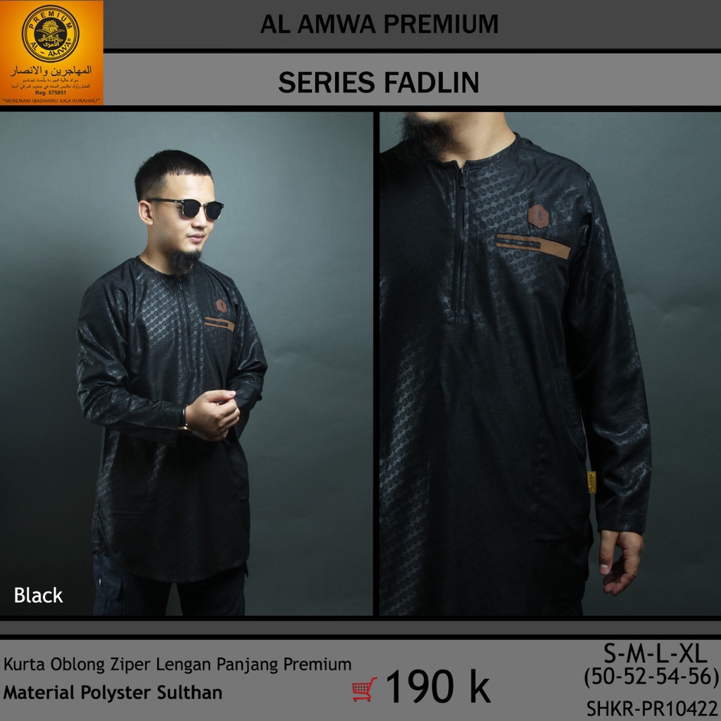 Kurta Series Fadlin by Al Amwa Premium - Kurta Pria Lengan Penjang - Gamis Pria Lengan Panjang Kerah