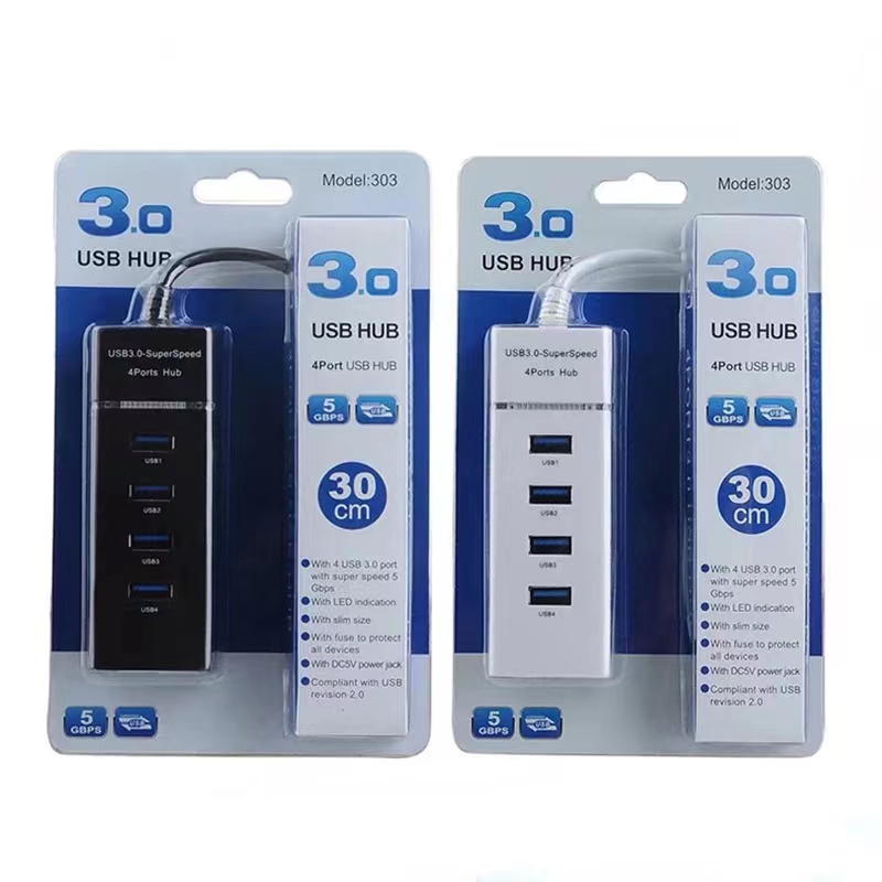 USB HUB 3.0 MODEL 303 4 PORT HIGH SPEED LED INDICATION 30CM