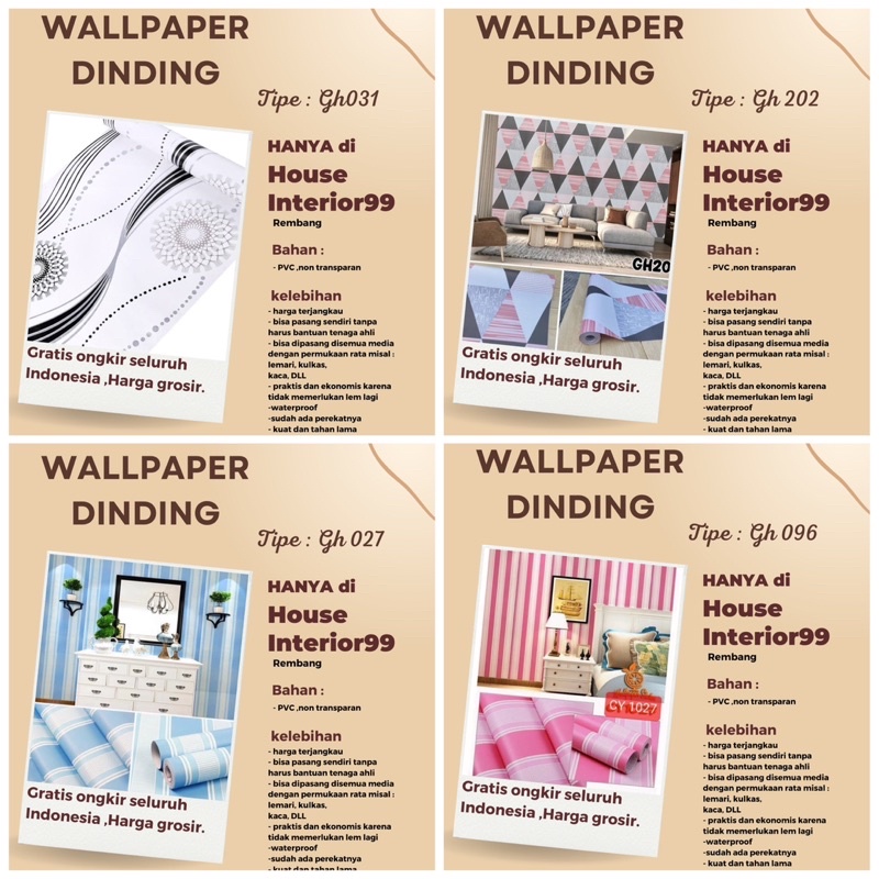 DISKON  Wallpaper dinding Wallpaper Aestetic Wallstiker kamar Wallpaper Premium High Quality 45 cm x