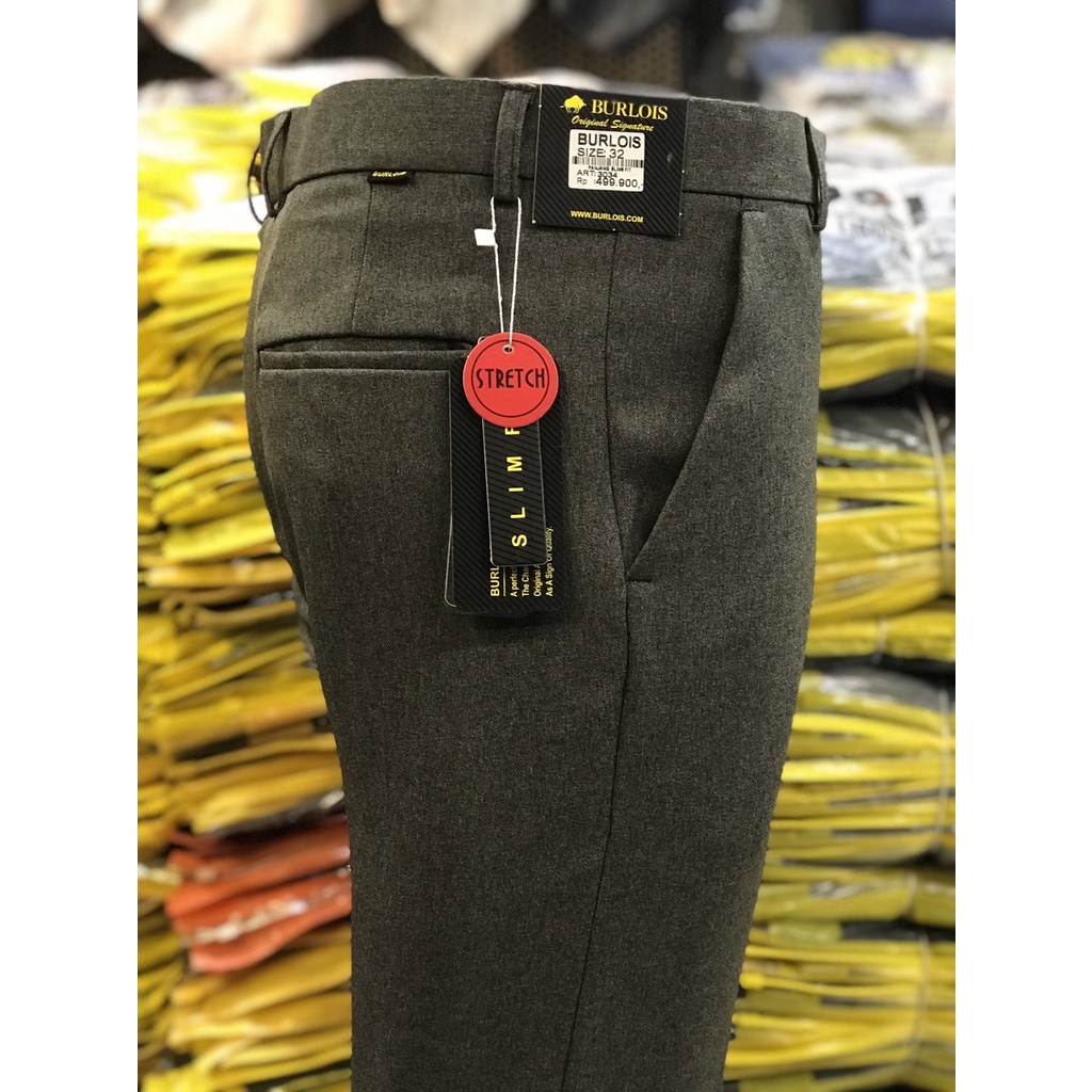 squad.ajoee / celana bahan panjang / celana burlois  / celana slim fit / celana  abu gelap