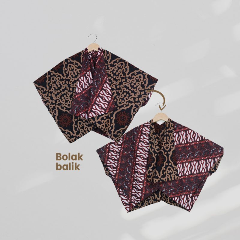 Bolero Batik Sogan Hitam Model Kelelawar Motif Bolak Balik - Naira batik