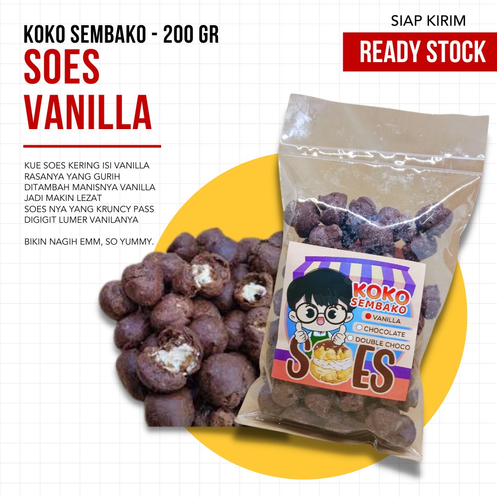 Soes Vanilla / Chocolate / Double Chocolate - Koko Sembako 200 gr