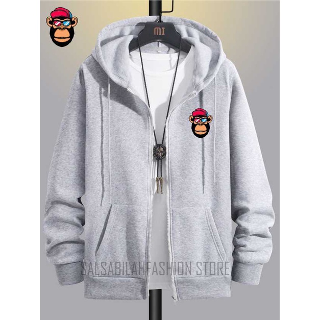 Jaket Distro Zipper - Jaket Sweater Hoodie Resleting Pria MONKEY