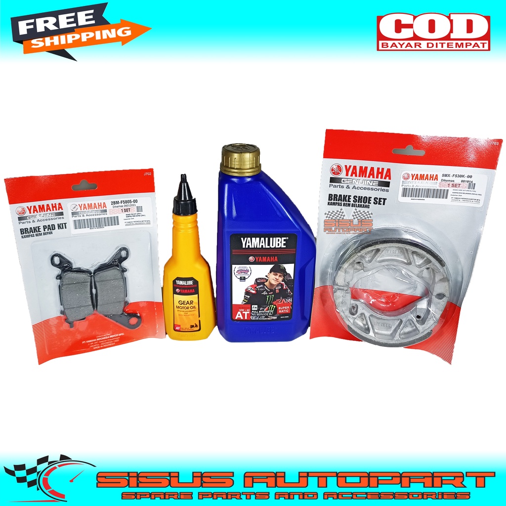 PAKET KAMPAS REM DEPAN BELAKANG OLI YAMALUBE SUPER MATIC OLI GARDAN YAMAHA AEROX LEXI / KAMPAS REM DAN OLI YAMAHA AEROX 155 LEXI