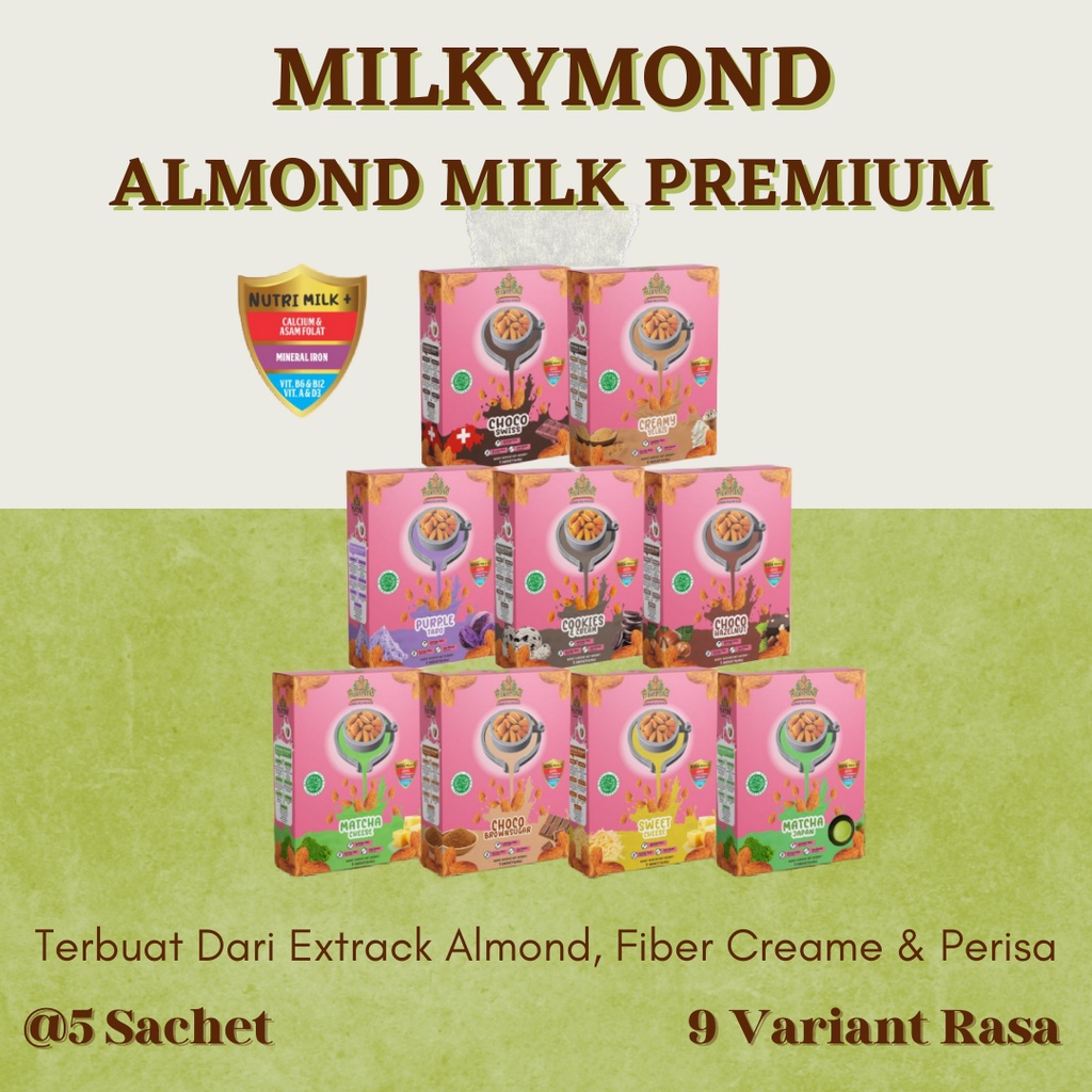 Pelancar Asi Booster Susu Almond Milkymond Matcha Cheese Nutrisi Ibu Hamil &amp; Menyusui 200gr