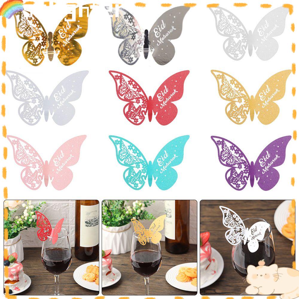 Solighter 25pcs Butterfly Cup Card Dekorasi Rumah Pesta Decor Ramadhan Kareem Stiker Dinding
