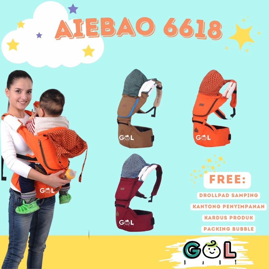 Gendongan Bayi Baby Carrier Hipseat Hip Seat Carrier Aiebao josh 6618(6608 6609 6612 6626 6627 6629)