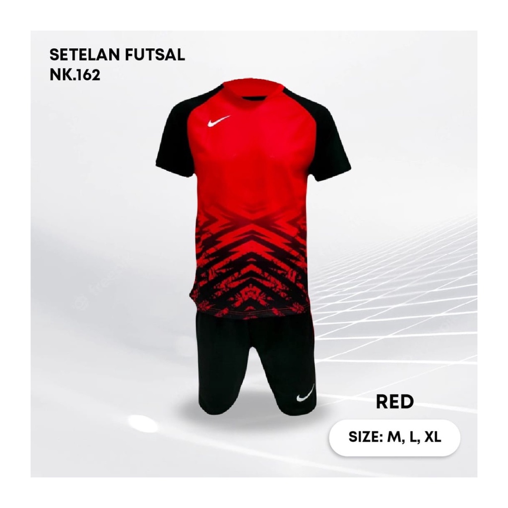 Kaos futsal pria NK162 setelan baju celana sepakbola jersey wanita dewasa t-shirt outfit seragam jarsey kostum olahraga pakaian apparel sport jersy jogging gym tenis hiking casual jersi print custom suit merah