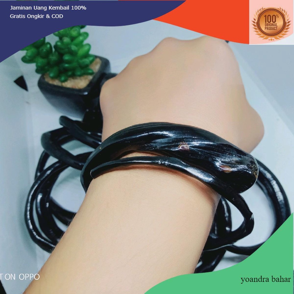 gelang akar bahar hitam polos natural/akar bahar hitam berserat
