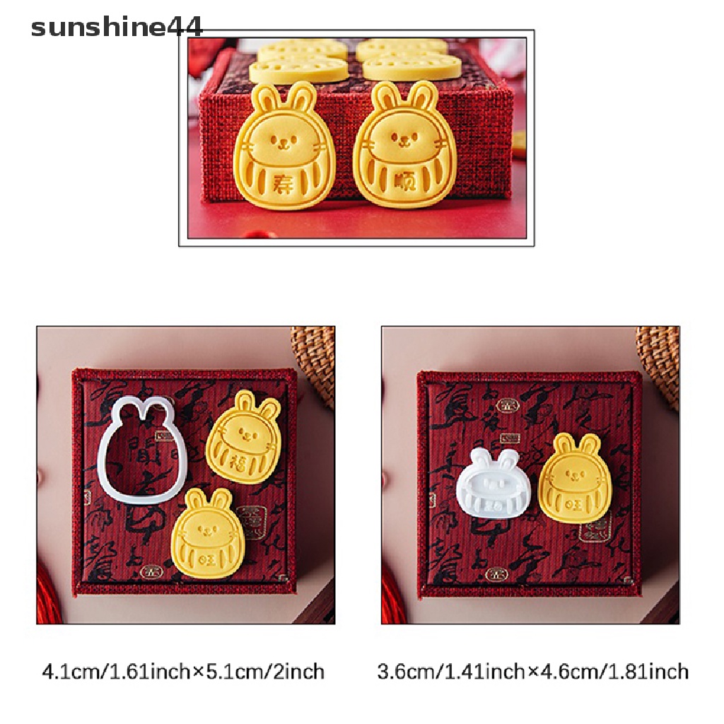 Sunshine Cetakan Biskuit Bentuk Kelinci Tahun Baru Fondant Pastry Cutter Baking Cookies Mold.