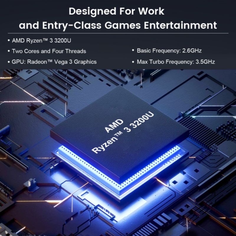 Mini PC AM02 AMD Ryzen3 3200U HDMI DP WiFi SSD Windows 11 Pro