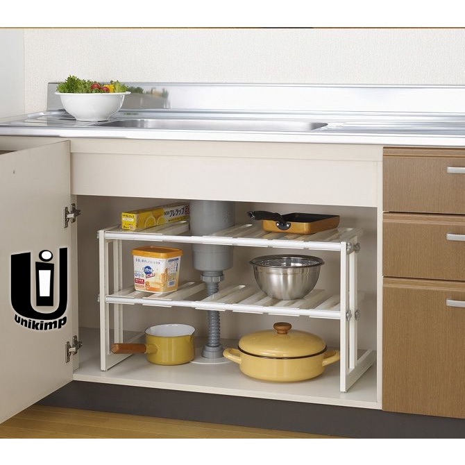 Rak susun 2 tingkat Rak serbaguna multifungsi Rak sepatu Rak panci dapur stainless + plastik 057