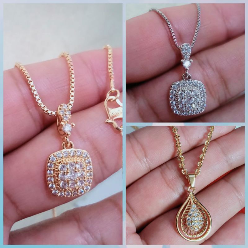 kalung+liontin xuping berlapis emas dengan mata zircon uk45cm