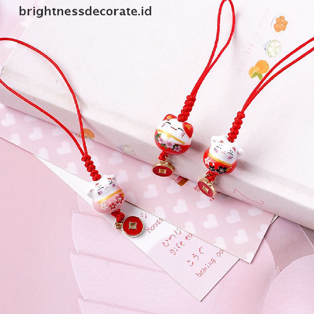 [Birth] Kartun Jepang Lucky Cat Keychain Pernak Pernik Telepon Ch Mobil Liontin Gantungan Kunci [ID]