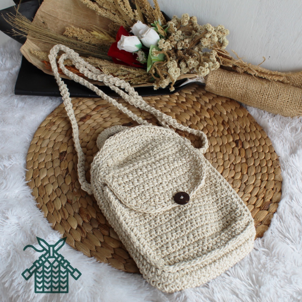 tas selempang rajutan handmade murah / tas rajut unik estetik / phonebag rajut merajut livy