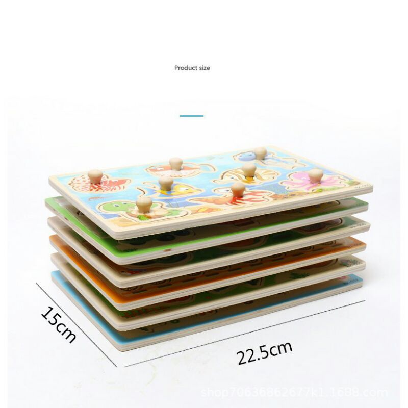 T&amp;Y Wooden Puzzle Gagang Knop Kayu Karakter Lucu Mainan Anak Puzzle Knob Kayu Jigsaw Mainan Edukatif Edukasi Bergambar