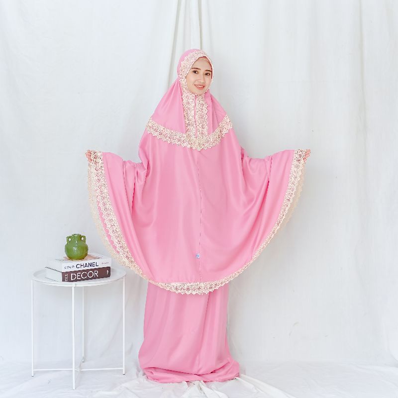 (FLASH SALE⚡) Mukena Katun Dewasa 2 IN  1 Mukena Terbaru Renda SHOPIA