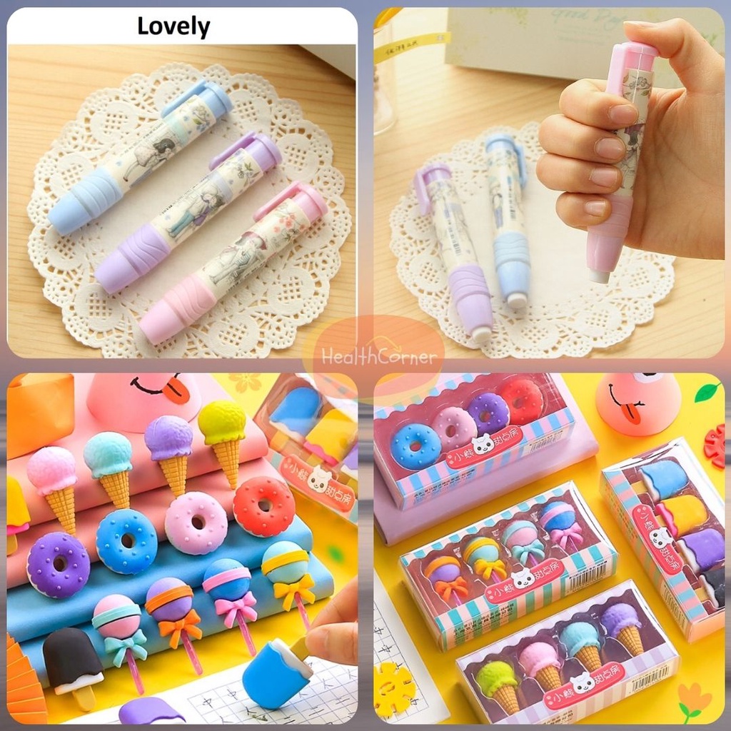 Penghapus Eraser / Stip Karakter Lucu bentuk Lipstik / Penghapus Pensil Kartun Karet Warna Mini / Stip Penghapus Pensil