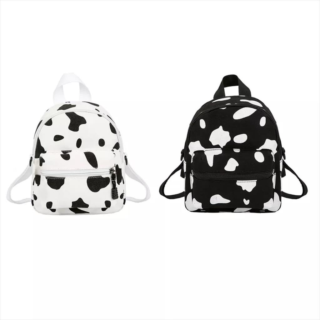 LS 229 - Tas Ransel Mini motif sapi Backpack Fashion Wanita korea Tas Sekolah Kuliah