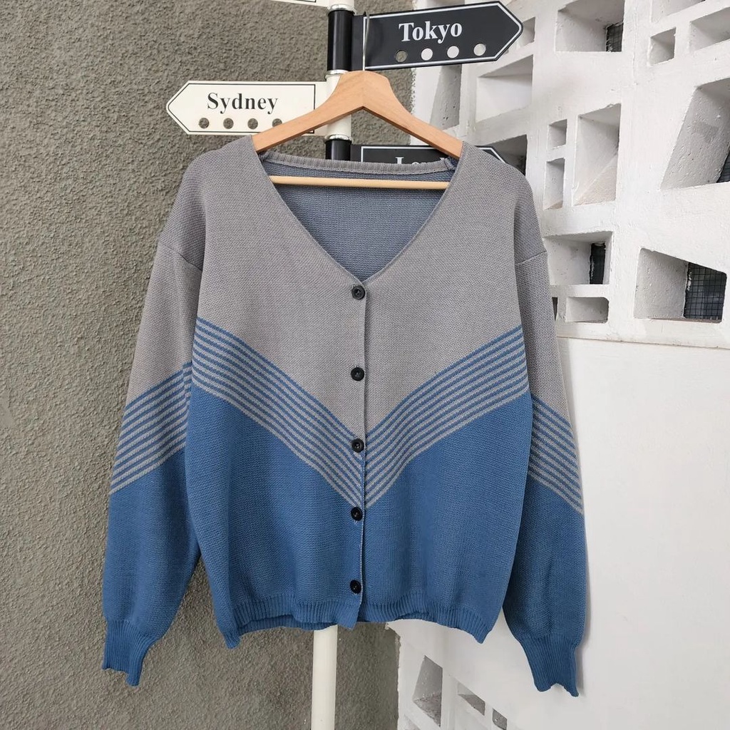 V knit outher | outer rajut wanita | outer hits wanita