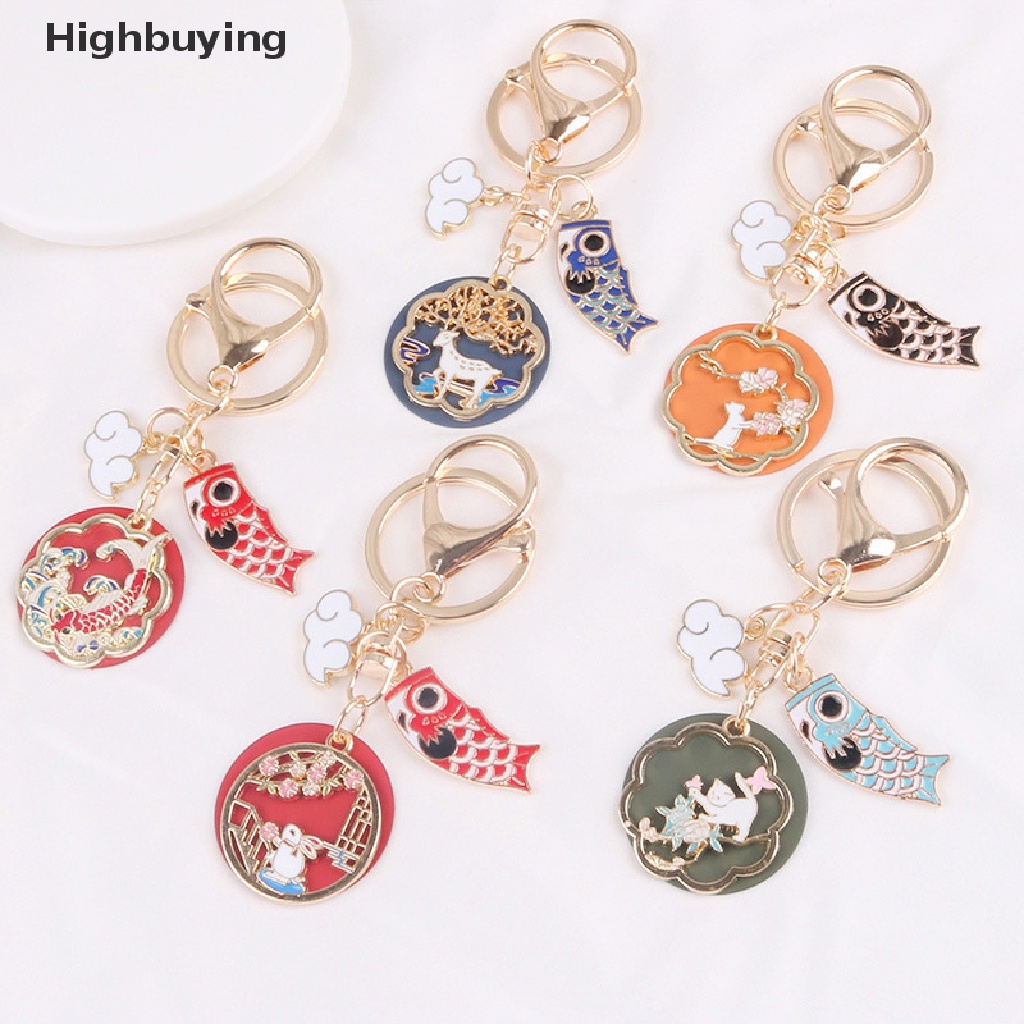 Hbid Gantungan Kunci Kucing Rusa Awan Indah Logam Ikan Keyring Bag Liontin Mobil Keychain Glory