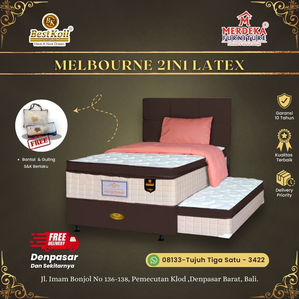 Kasur Sorong Best Koil Melbourne 2IN1 Latex | 120x200|Free Bantal |