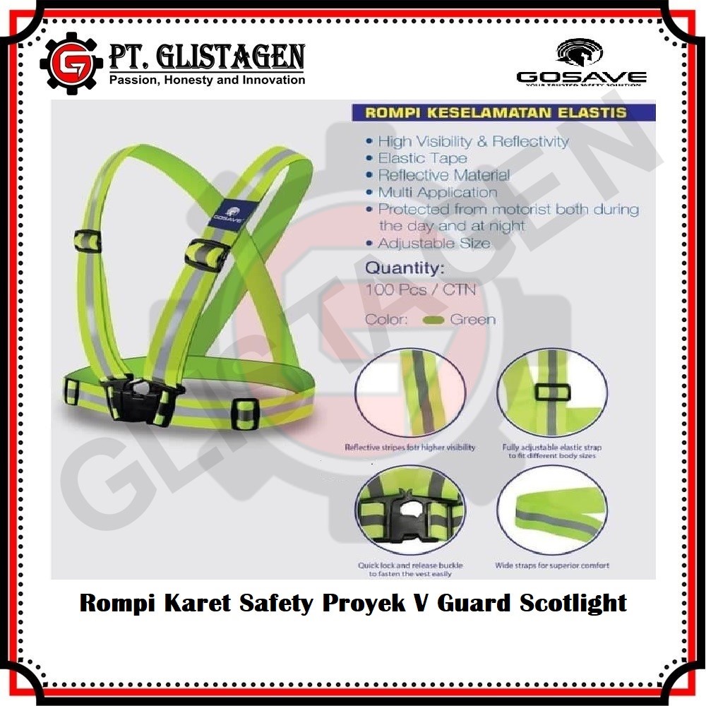 Rompi Karet Safety Proyek V Guard Elastic Scotlight ( Hijau / Orange )