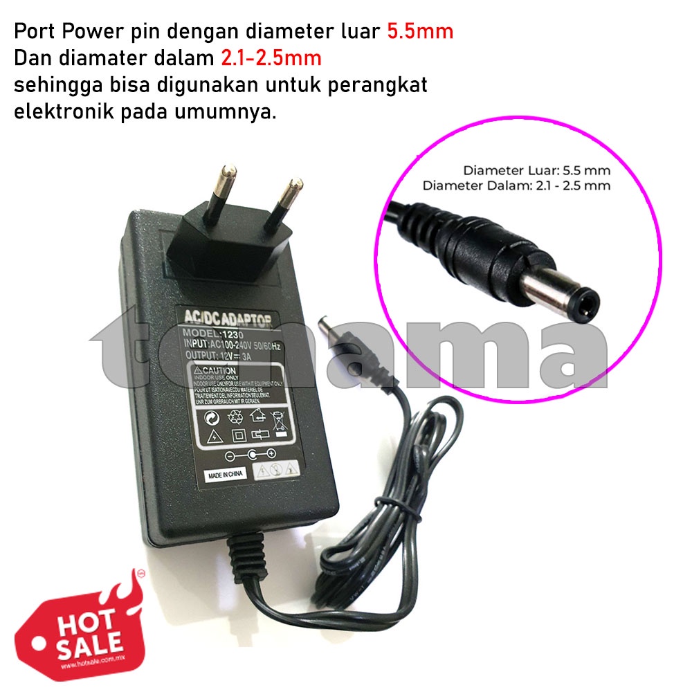 Power Adapter DC EU Plug 12V 3A