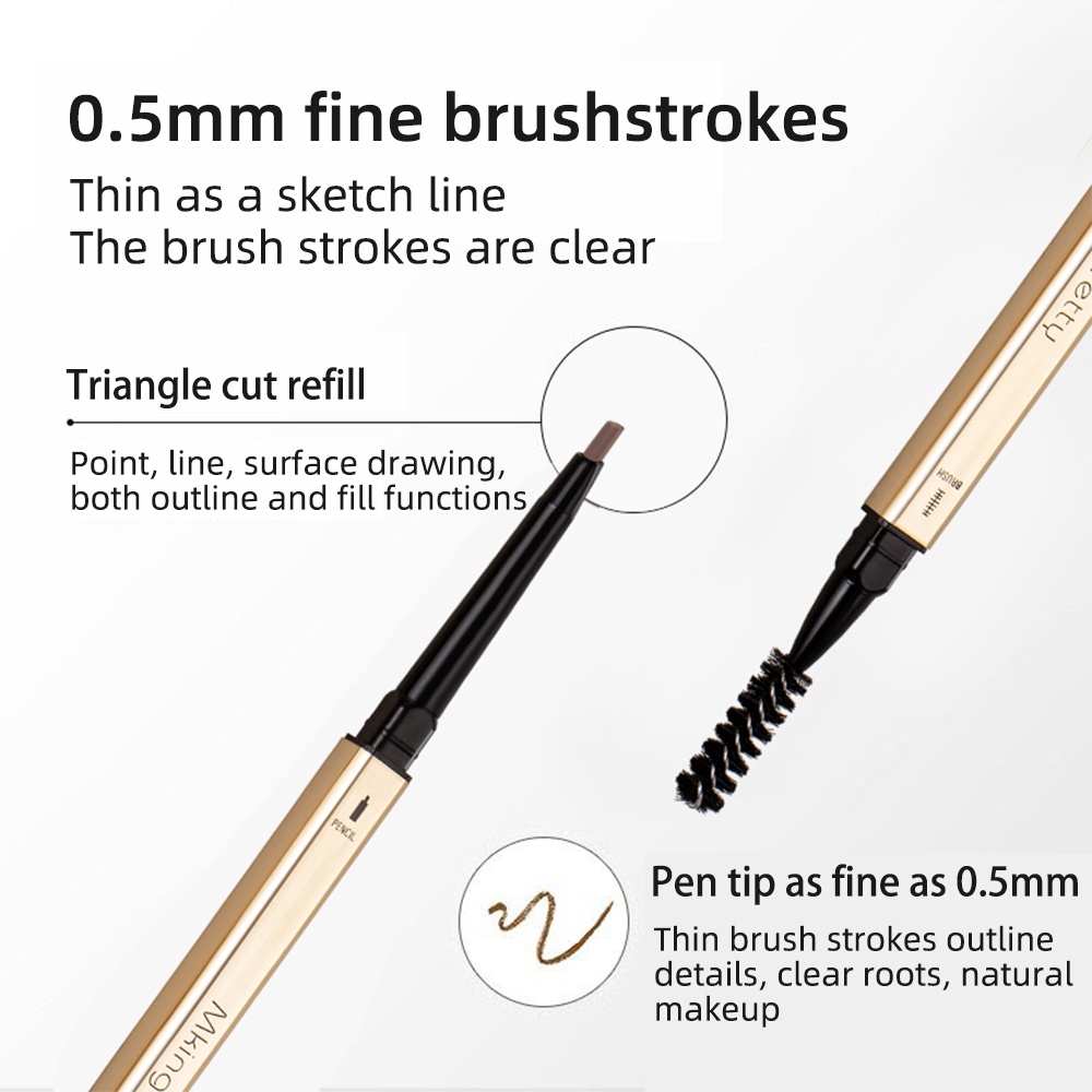 Double Head Eyebrow Pencil Long Lasting Waterproof 4 Colors Eye Brow Pen Pensil Alis Kepala Ganda Tahan Lama Tahan Air 4 Warna Pena Alis Mata