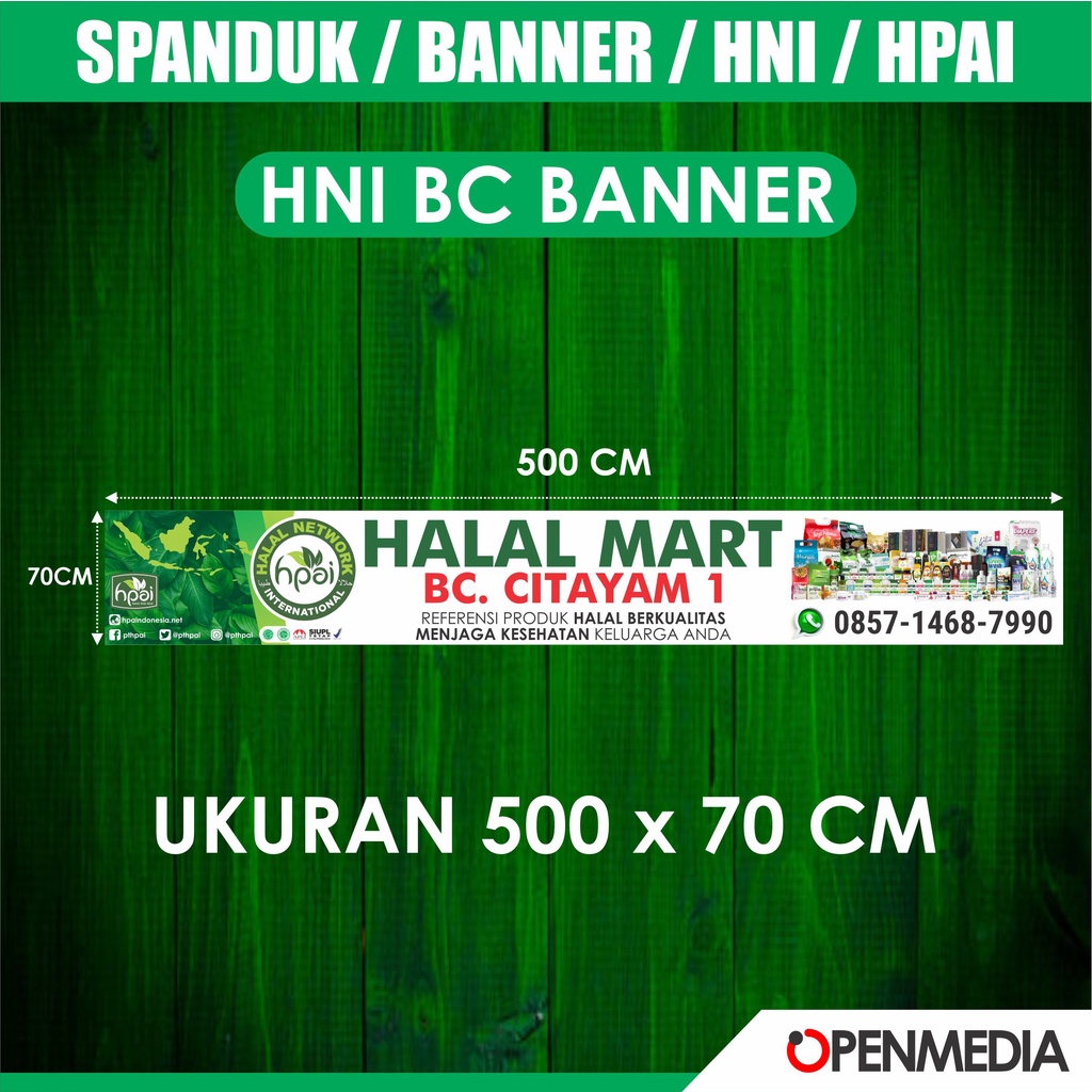 BANNER TOKO HNI / BANNER HALALMART BC / HALALMART BUSINESS CENTER  / SPANDUK HALAL MART UKURAN 500X7