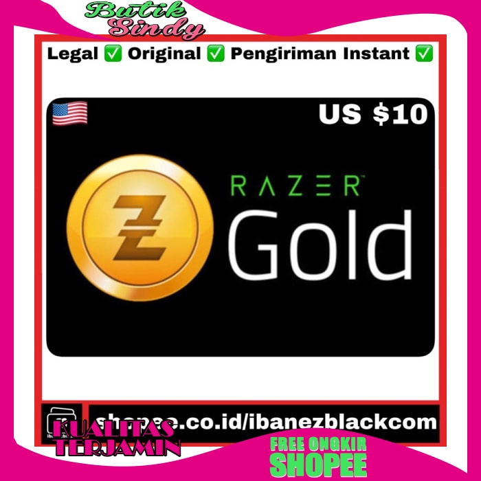 Popuper / Murah / Promo / Original Razer Gold Pin Us Usd $10 With Serial Number / Terbaru / Terlaris