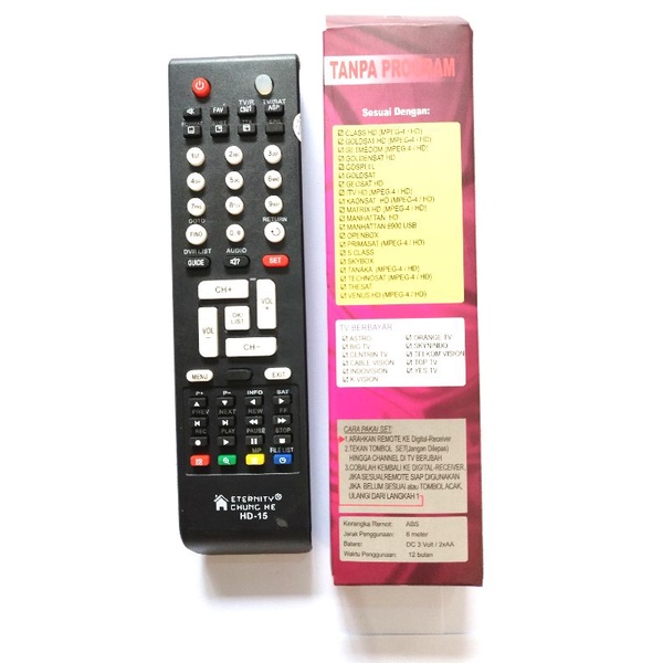 REMOR - REMOTE RECEIVER PARABOLA INDOVISION - SKYNINDO - TELKOM VISION - TOP TV MULTI UNIVERSAL