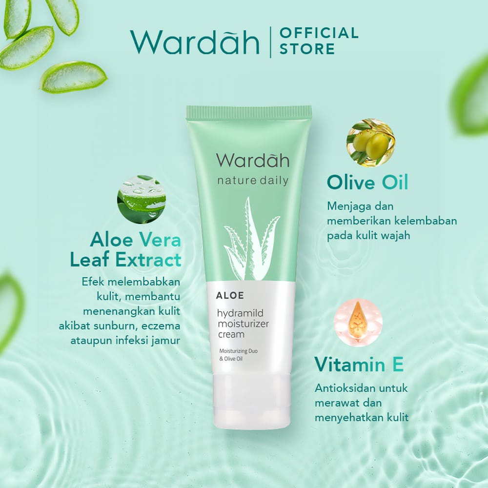 Wardah Nature Daily Aloe vera Series | Wardah Hydramild Gel &amp; Face Wash | Moisturizing Cream Aloevera