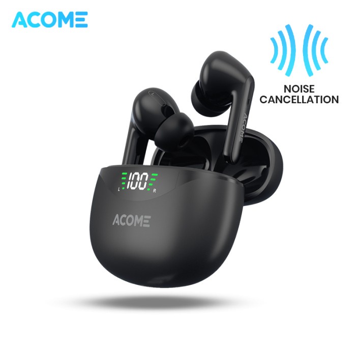headset bluetooth Acome Headset Earphone Bluetooth 5.3 ENC LED Display Garansi Q2(M4E1) wireless blu