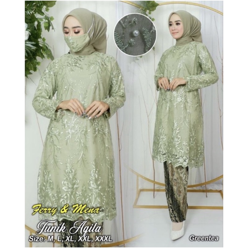 TUNIK BROKAT TILE PREMIOUM TERBARU/Modern seragaman pesta/kebaya best seller/Kebaya termurah by DVN STyLE