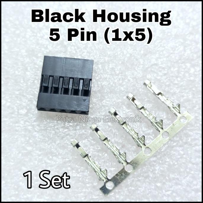 (1 Set) Black Housing 5p 2.54mm Konektor Hitam Dupont Female 1x5 5pin putr4n14 Segera Dapatkan