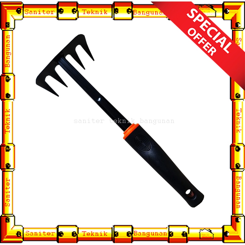 Garukan Tanah Mini Gagang Karet Alat Berkebun Garpu Tanaman