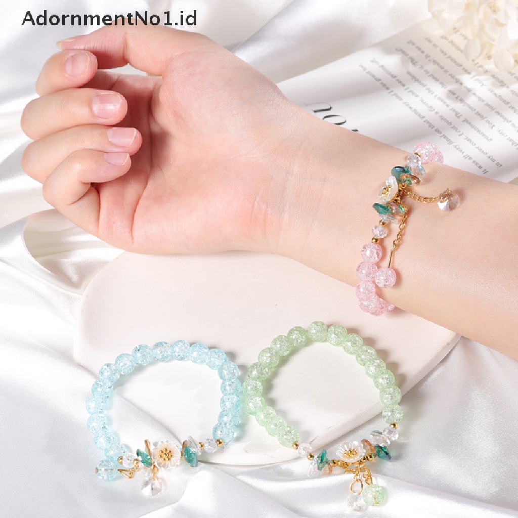 [AdornmentNo1] Gelang Bohemian Manik-Manik Kristal Warna-Warni Gelang Handmade Tali Elastis Wanita Perhiasan [ID]