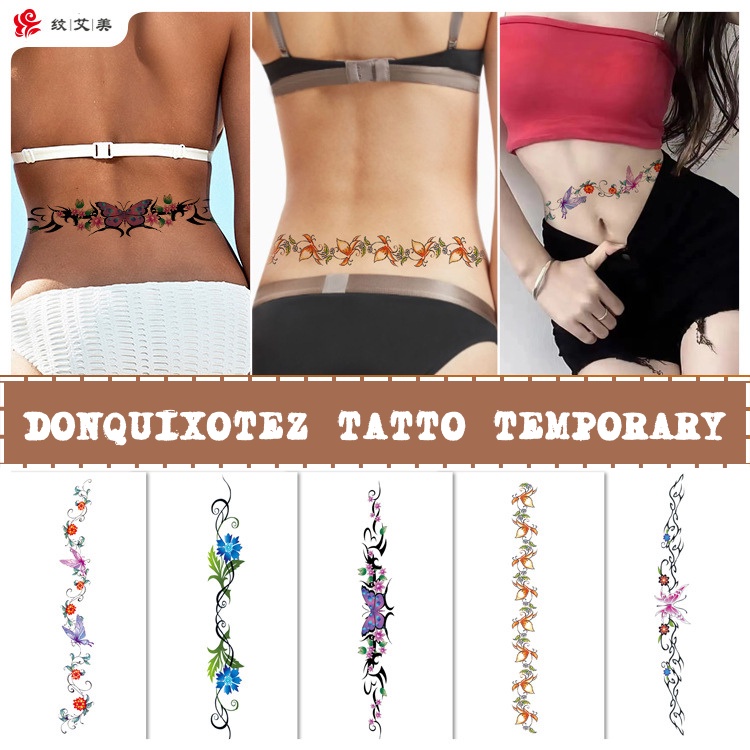 Tatto Temporary Cewe Aesthetic Motif Bunga Kembang Tatoo Temporer Baru Tato Stiker Punggung Pinggang