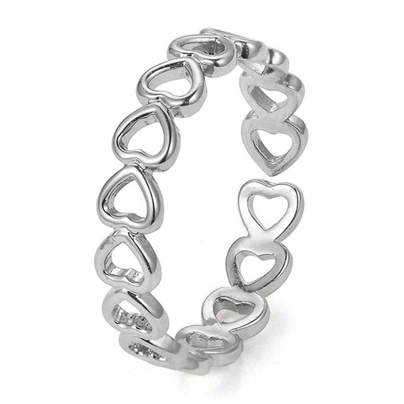 Perak Berongga Berbentuk Hati Terbuka Cincin Wanita Desain Loop Adjustable Heart Rings Fashion Perhiasan Hadiah Untuk Wanita Rings