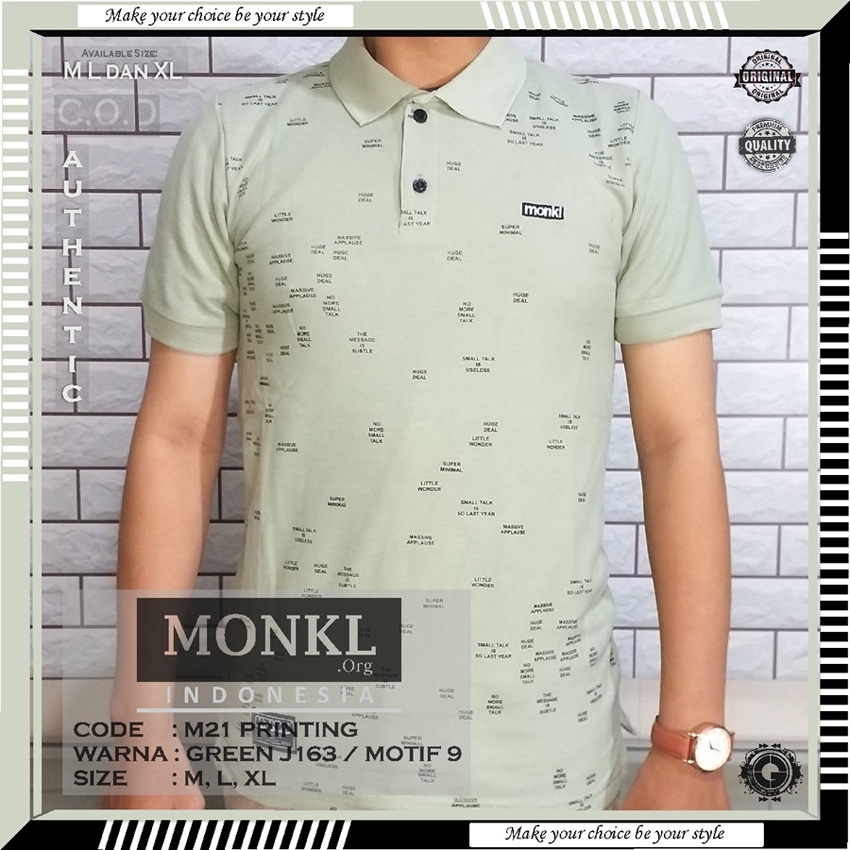 BAJU KAOS MONKL 100% ORIGINAL TSHIRT POLO KERAH GERIMIS SANGHAI WANGKI PAKAIAN OUTFIT DISTRO PRIA CO